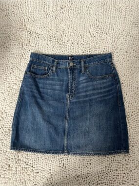 Gap Denim Mini Skirt Medium Wash Blue A-Line Size 28 Petite